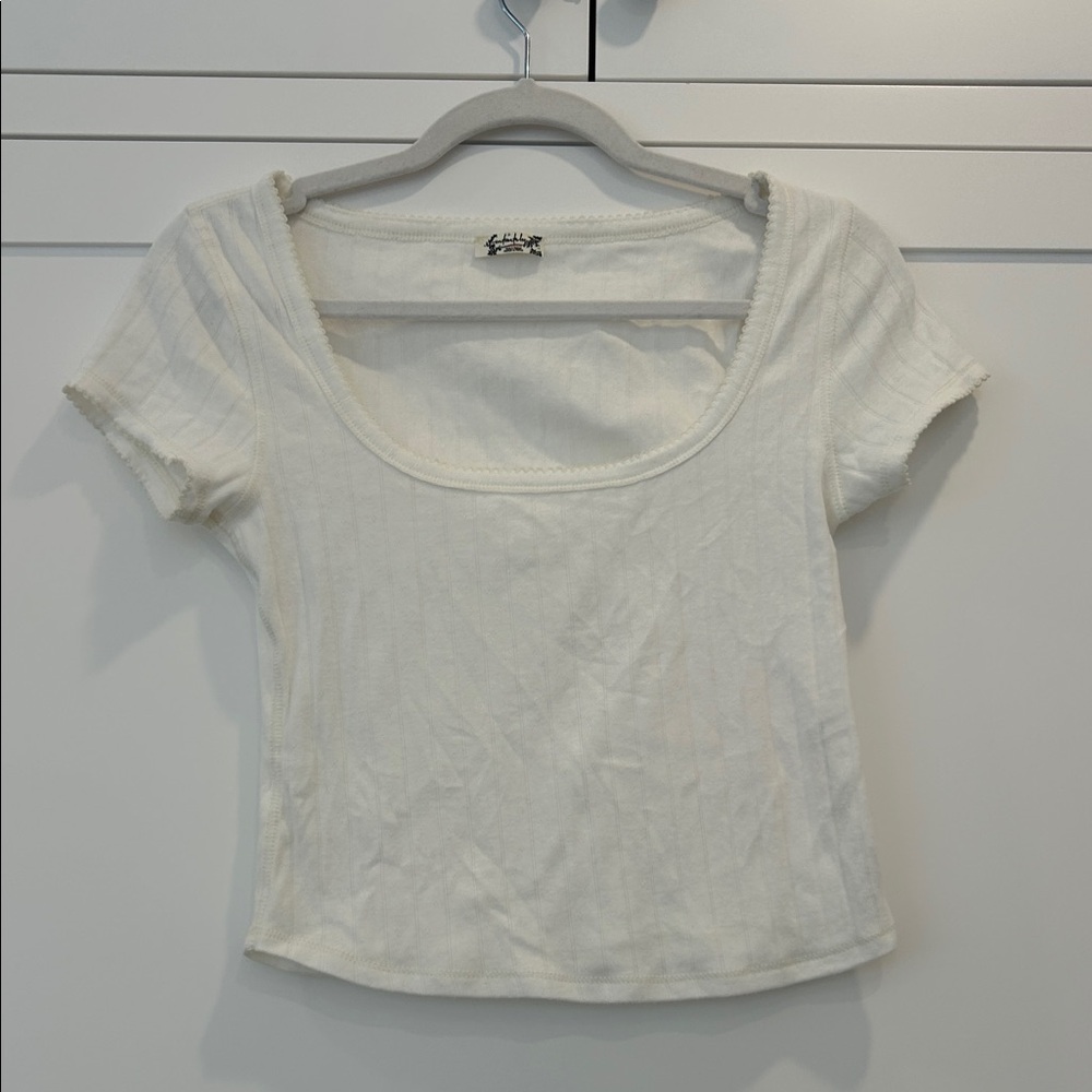 Free People Pointelle square neck baby tee